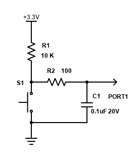 Switch with Pull Up Resistor and Capacitor